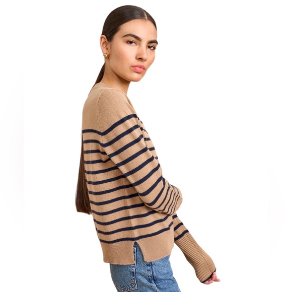 La Ligne Lean Lines Cashmere Sweater. Camel/Navy. M. EUC - Picture 3 of 10